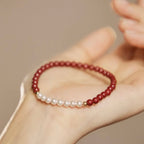 "Lucky Red" · Chrysanthemum Pearl Bracelet (Protection & Luck)