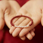 "Lucky Red" · Chrysanthemum Pearl Bracelet (Protection & Luck)