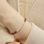"Lucky Red" · Chrysanthemum Pearl Bracelet (Protection & Luck)