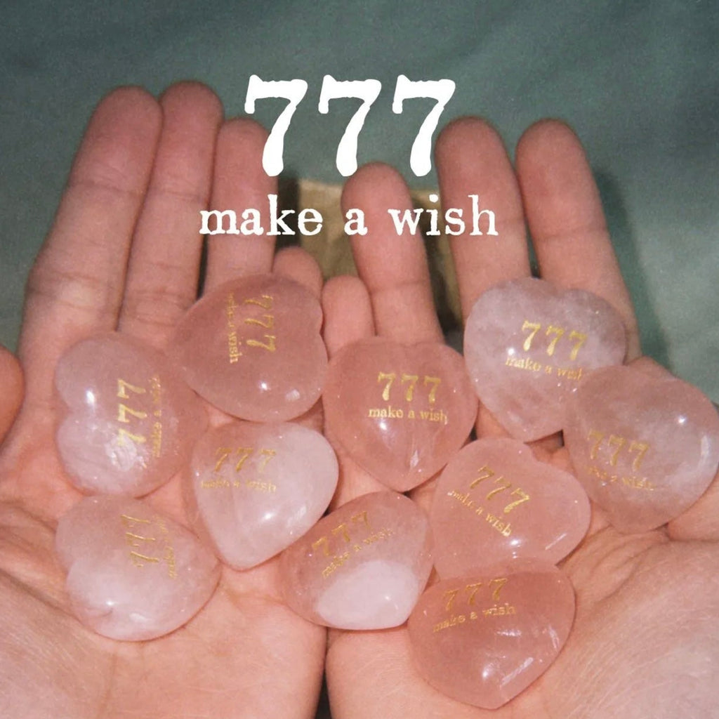 777 Angel Number · "Make a Wish" Healing Palm Stone