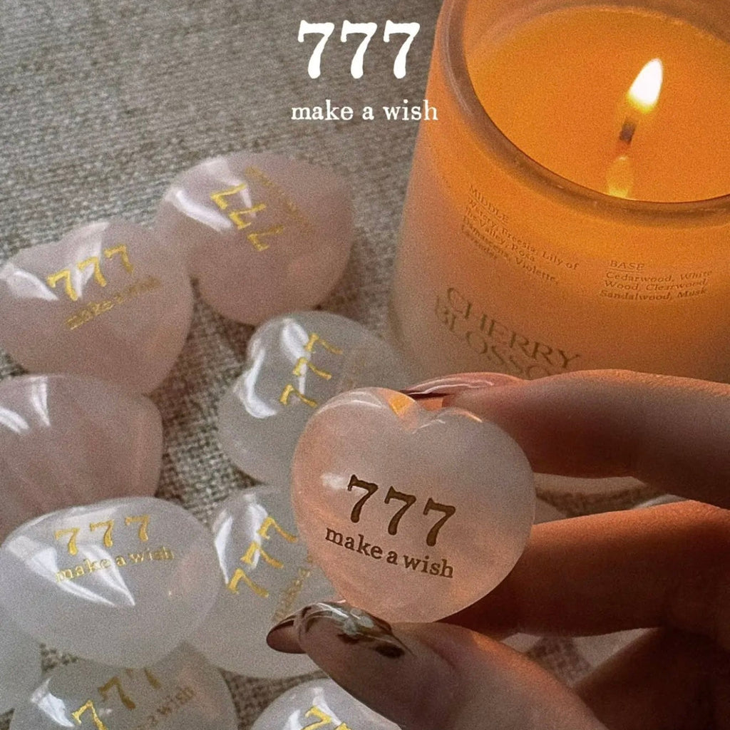 777 Angel Number · "Make a Wish" Healing Palm Stone