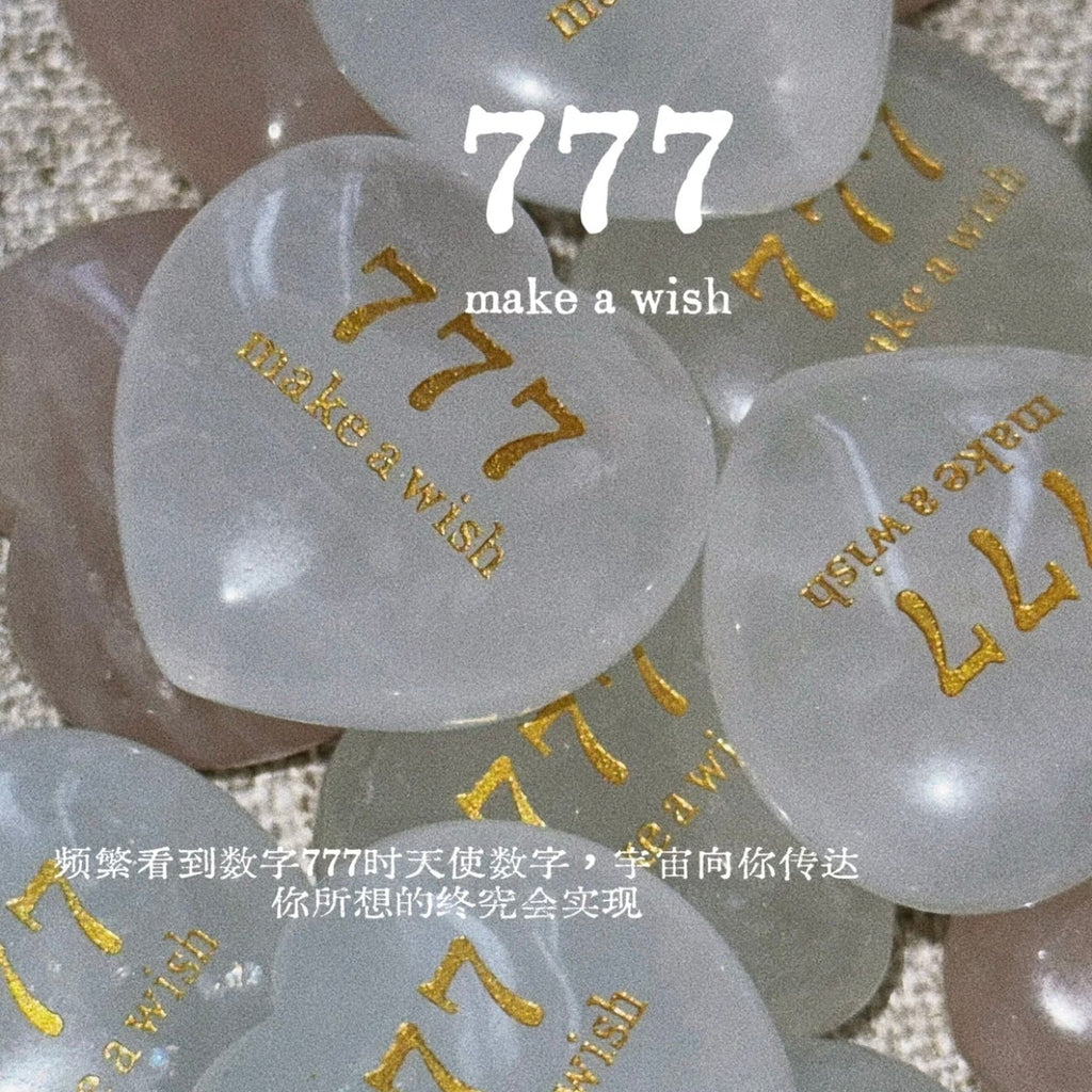 777 Angel Number · "Make a Wish" Healing Palm Stone