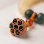 Bodhi & Peach Wood · "Lotus Seed" Blessing Bracelet