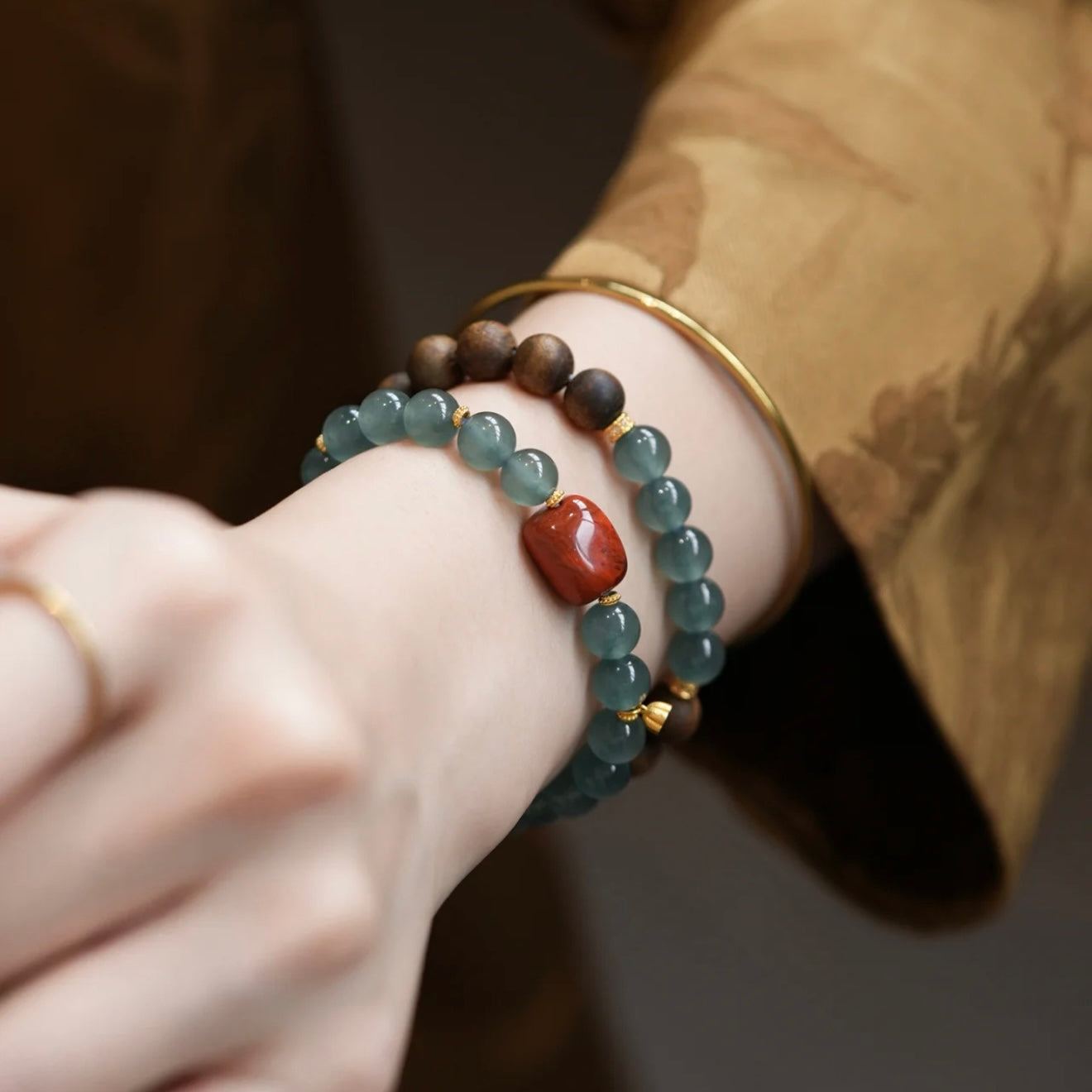 Rose Jade & Aquamarine · "Gentle Grace" Gift Bracelet