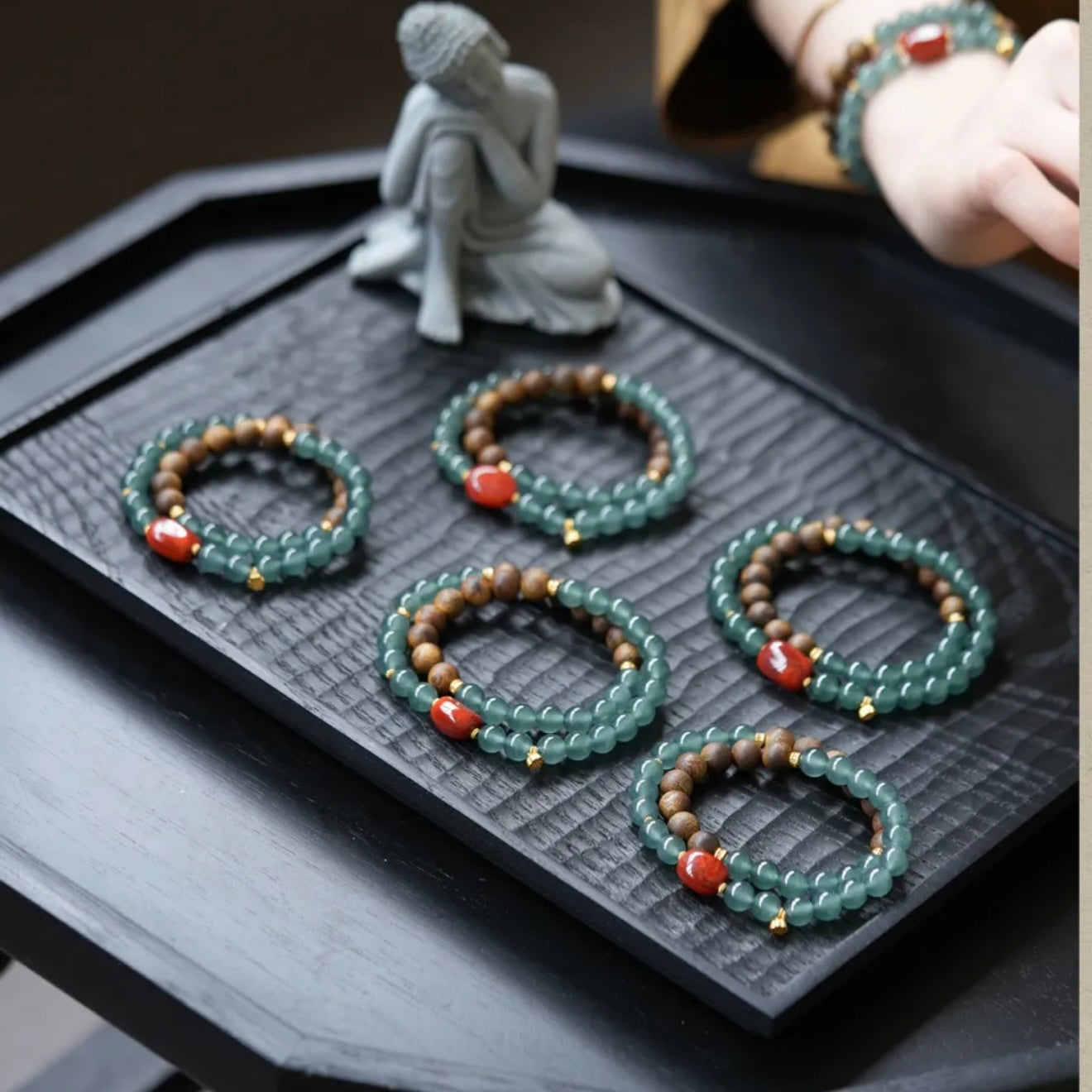 Rose Jade & Aquamarine · "Gentle Grace" Gift Bracelet