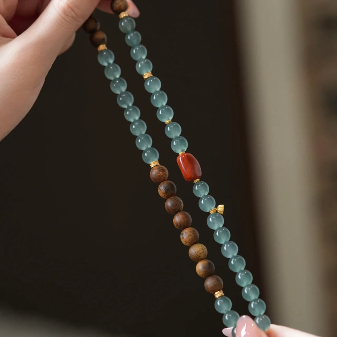 Rose Jade & Aquamarine · "Gentle Grace" Gift Bracelet