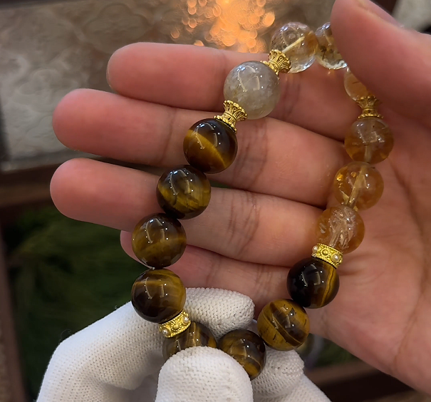 Golden Momentum | Tiger’s Eye, Citrine & Golden Rutilated Quartz Bracelet
