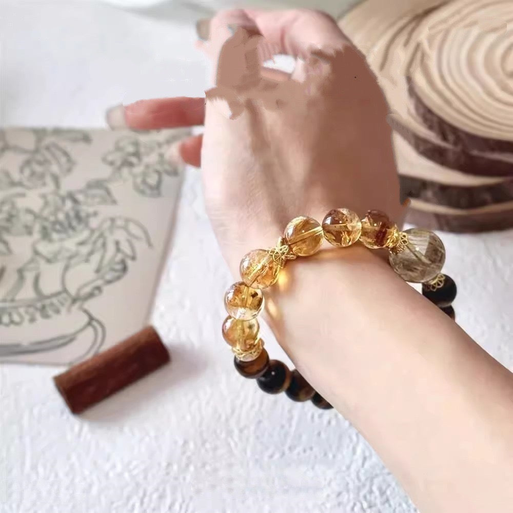 Golden Momentum | Tiger’s Eye, Citrine & Golden Rutilated Quartz Bracelet