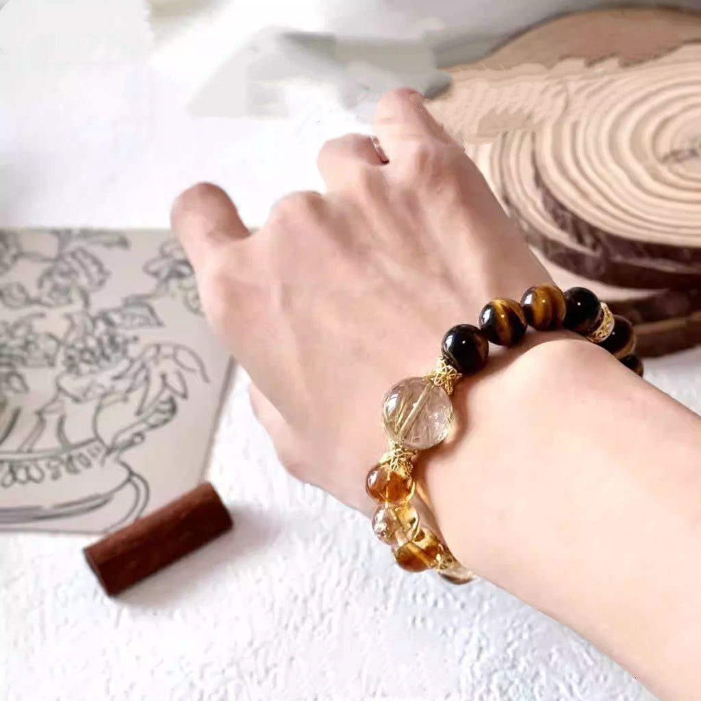 Golden Momentum | Tiger’s Eye, Citrine & Golden Rutilated Quartz Bracelet