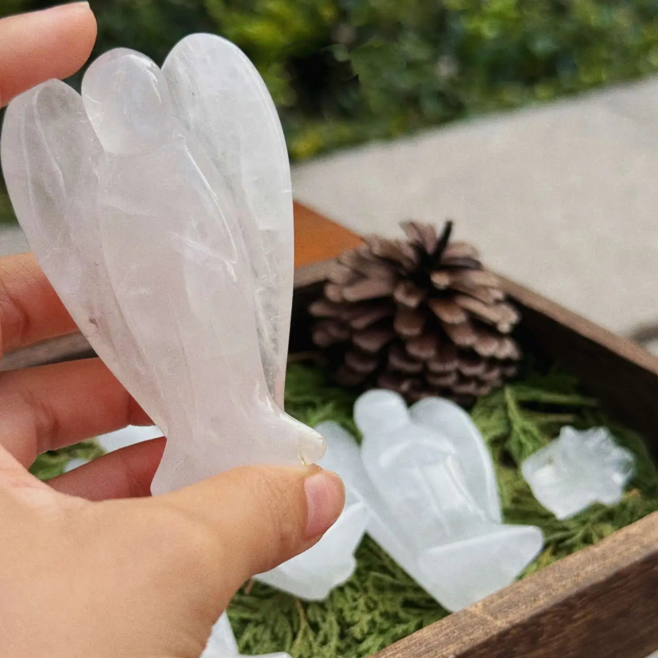Archangel Protection Statue – Hand-Carved Natural White Quartz & Black Flash Obsidian Display Piece