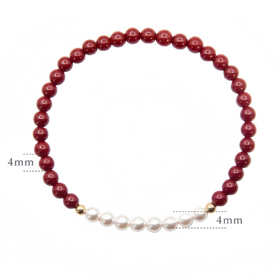 "Lucky Red" · Chrysanthemum Pearl Bracelet (Protection & Luck)
