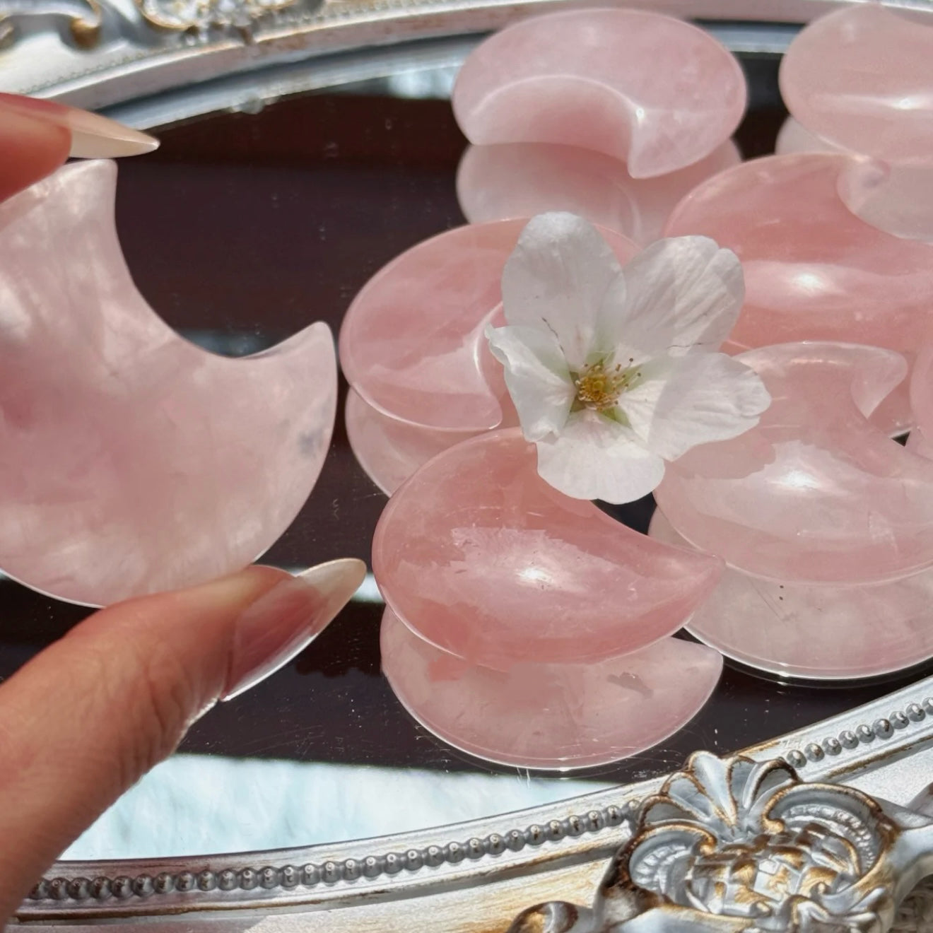 Gentle Moon · Rose Quartz Palm Stone