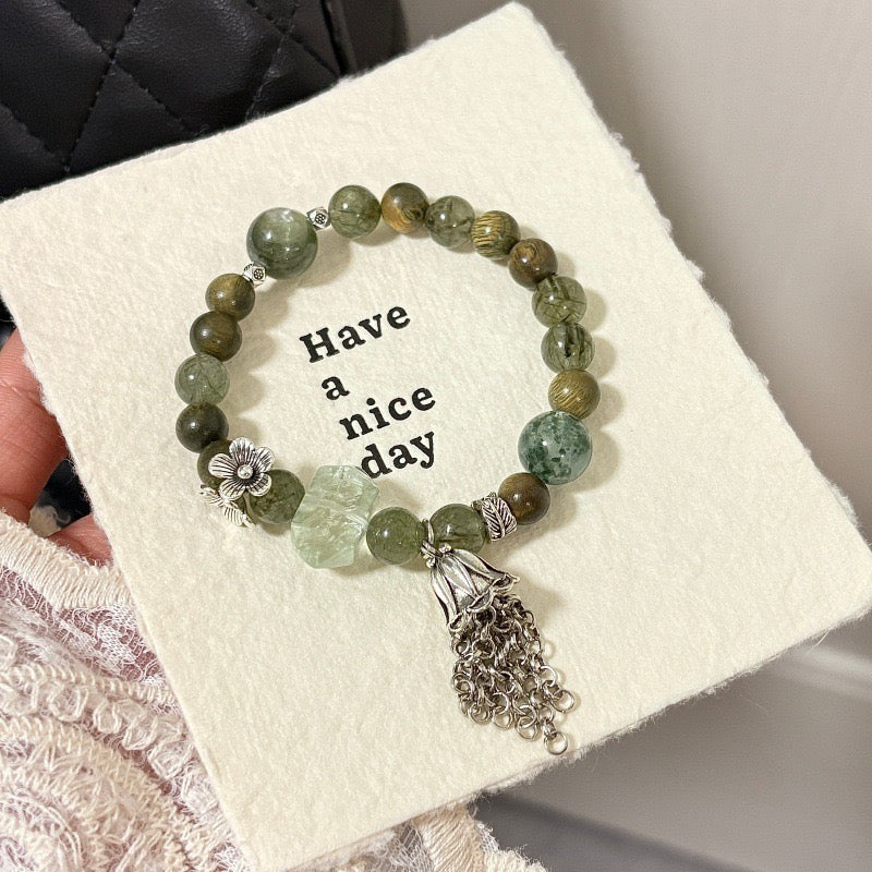 Green Mica & Quartz · "Abundance Flow" Wealth Bracelet