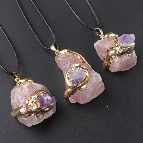 Raw Crystal Pendant · "Nature's Healing" Gold Plated Necklace(Mystery Box)