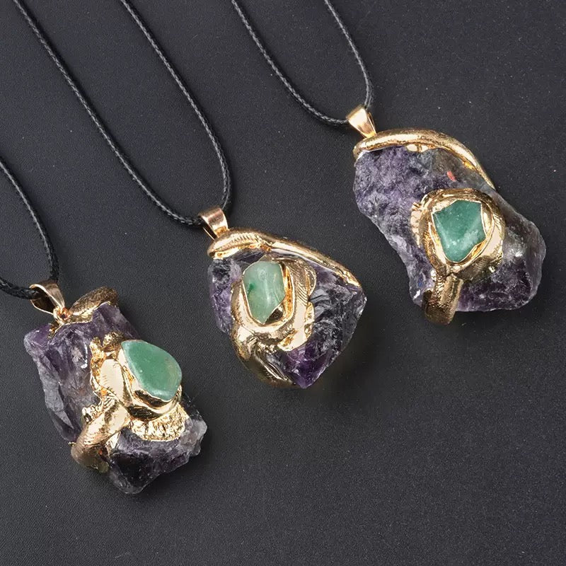 Raw Crystal Pendant · "Nature's Healing" Gold Plated Necklace(Mystery Box)