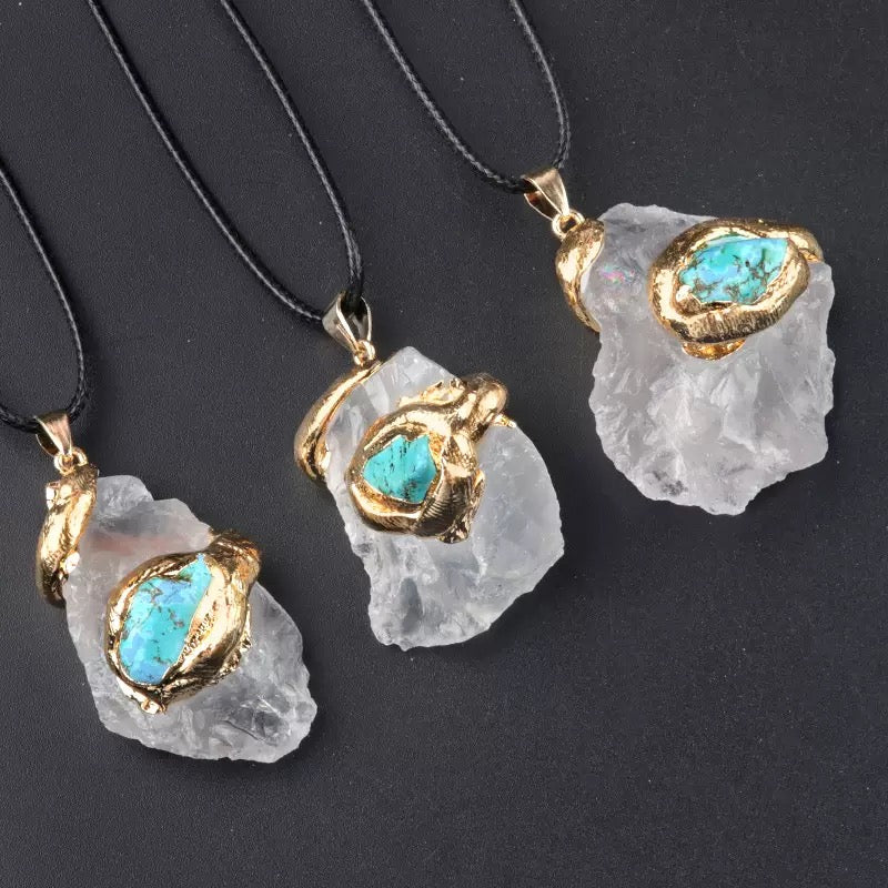Raw Crystal Pendant · "Nature's Healing" Gold Plated Necklace(Mystery Box)