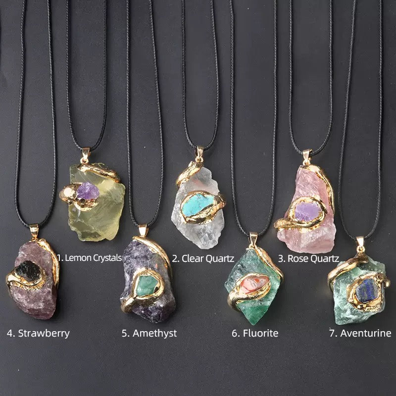 Raw Crystal Pendant · "Nature's Healing" Gold Plated Necklace(Mystery Box)