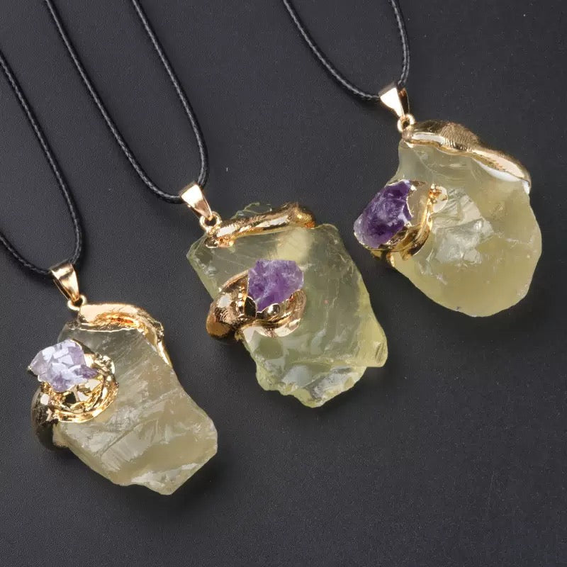 Raw Crystal Pendant · "Nature's Healing" Gold Plated Necklace(Mystery Box)
