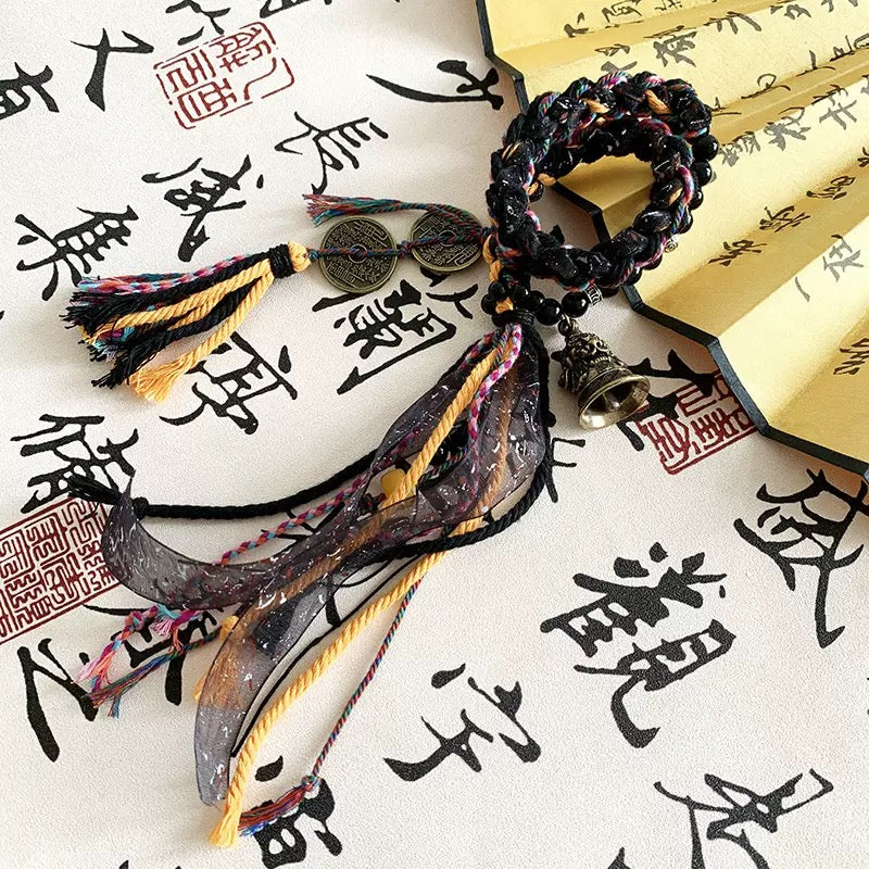 Tibetan Style · Five Emperor Coins Wealth Bracelet (Double Loop)