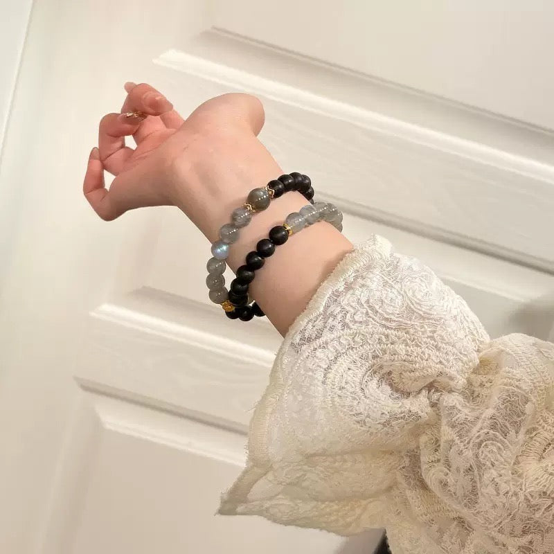 Zhong Yi · Moonstone & Agarwood Bracelet · New Chinese Aesthetic