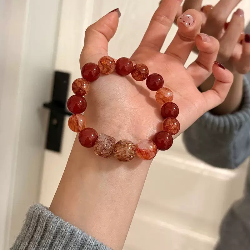 "Vermilion Blossom" · Red Agate Bracelet (Gift for Her)