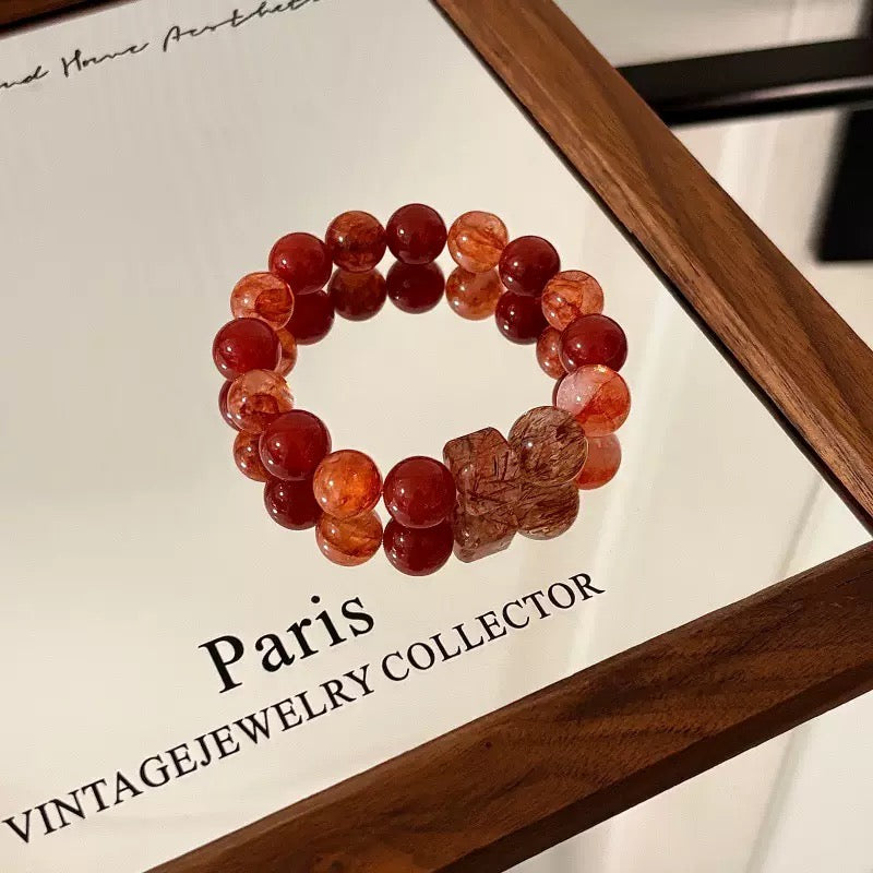 "Vermilion Blossom" · Red Agate Bracelet (Gift for Her)
