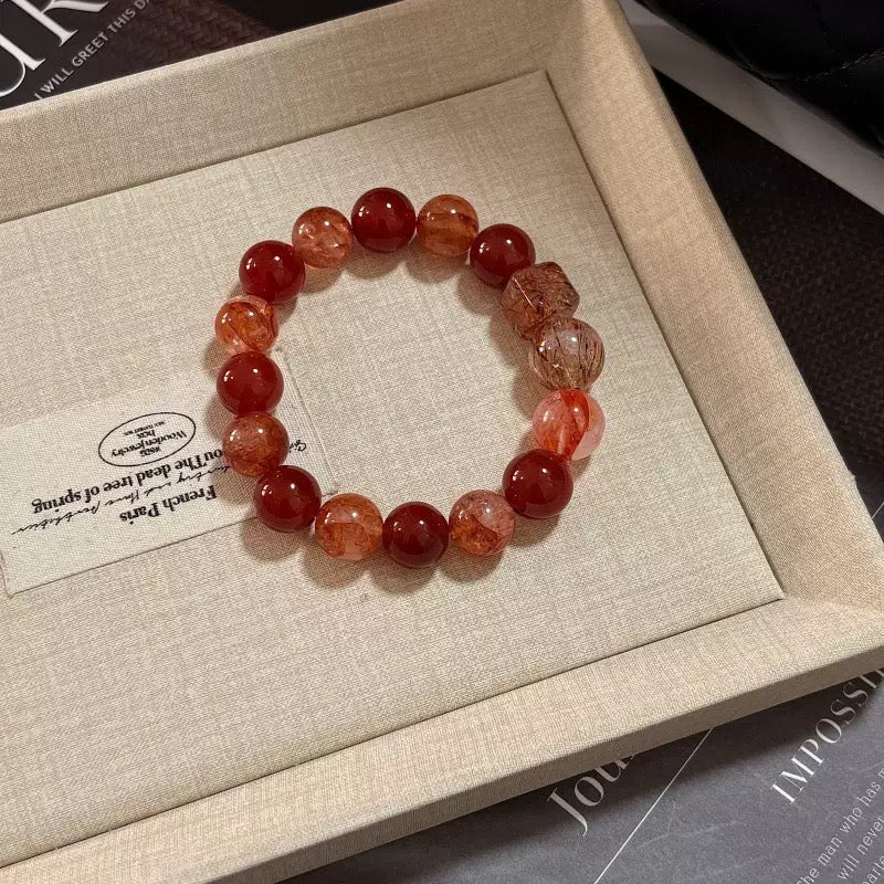 "Vermilion Blossom" · Red Agate Bracelet (Gift for Her)