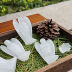 Archangel Protection Statue – Hand-Carved Natural White Quartz & Black Flash Obsidian Display Piece